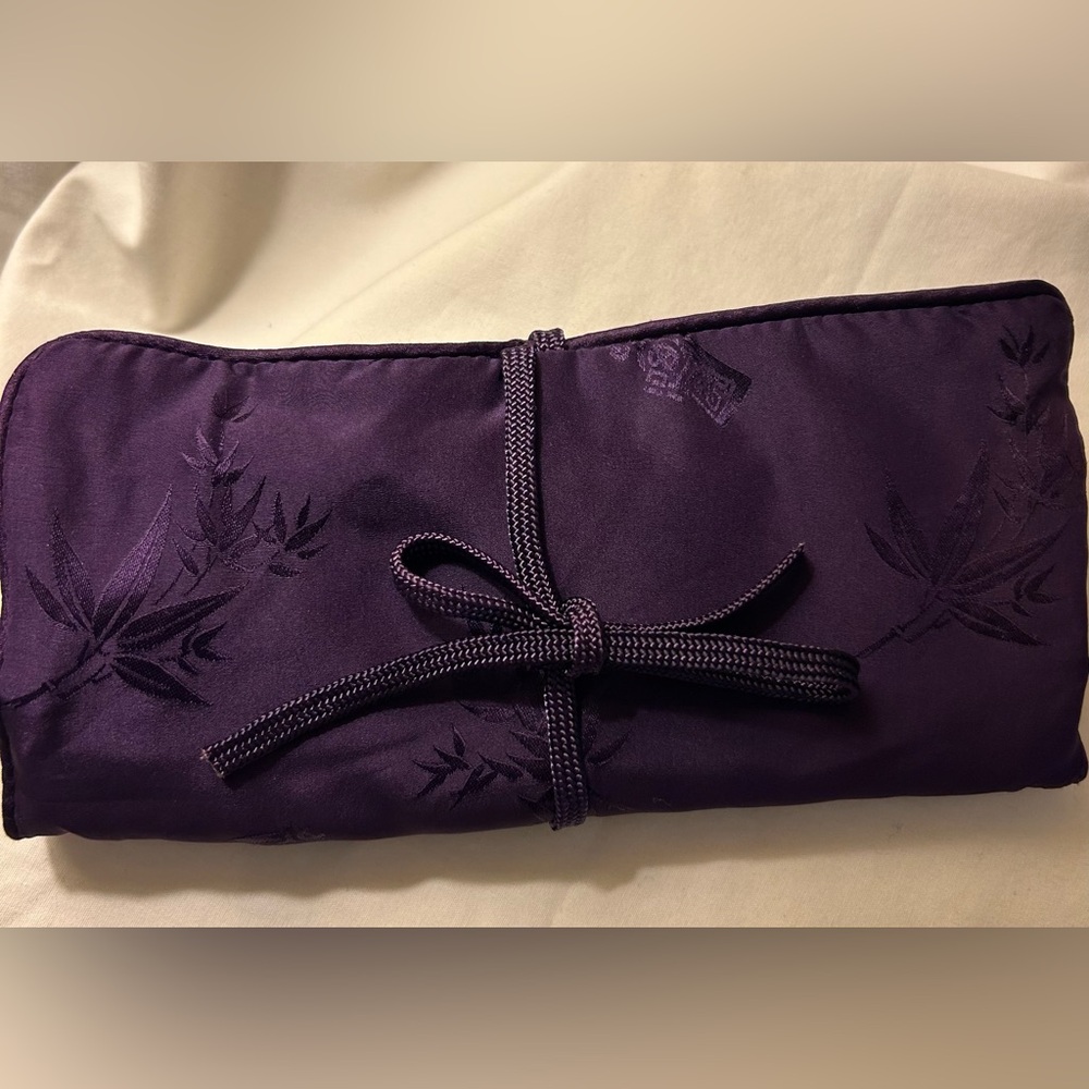 Purple Silk Jewelry Roll / Jewelry Bag - Like New